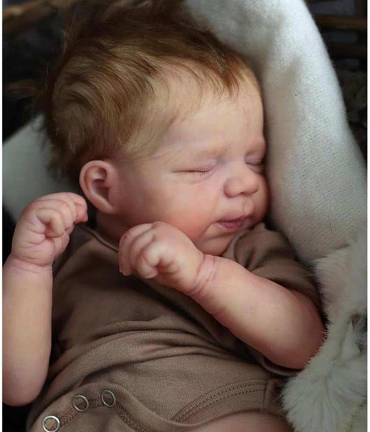 Zero pam Reborn Baby Junge, 45CM Reborn Baby Vollsilikon Lebensecht Jungen, Echt Puppe Mit Haaren, R