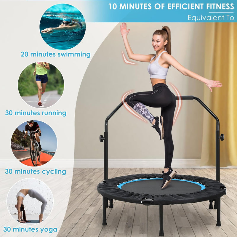 LIFERUN Indoor-Trampolin Ø101cm,Faltbares Fitness-Trampolin,Trampolin für Jumping Fitness,Tragfähigk