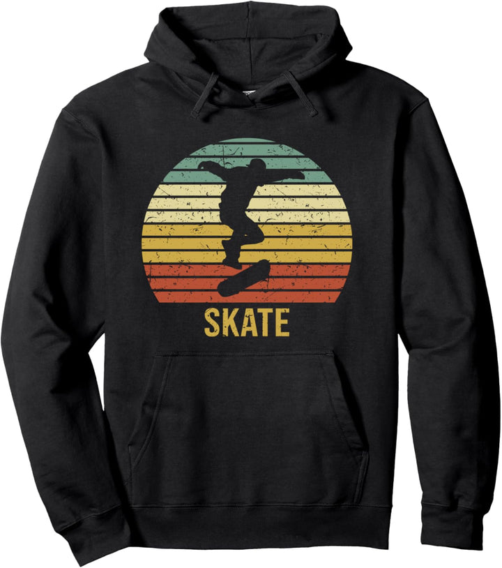 Skater Vintage Skateboard Retro Skateboarder Grafik Pullover Hoodie