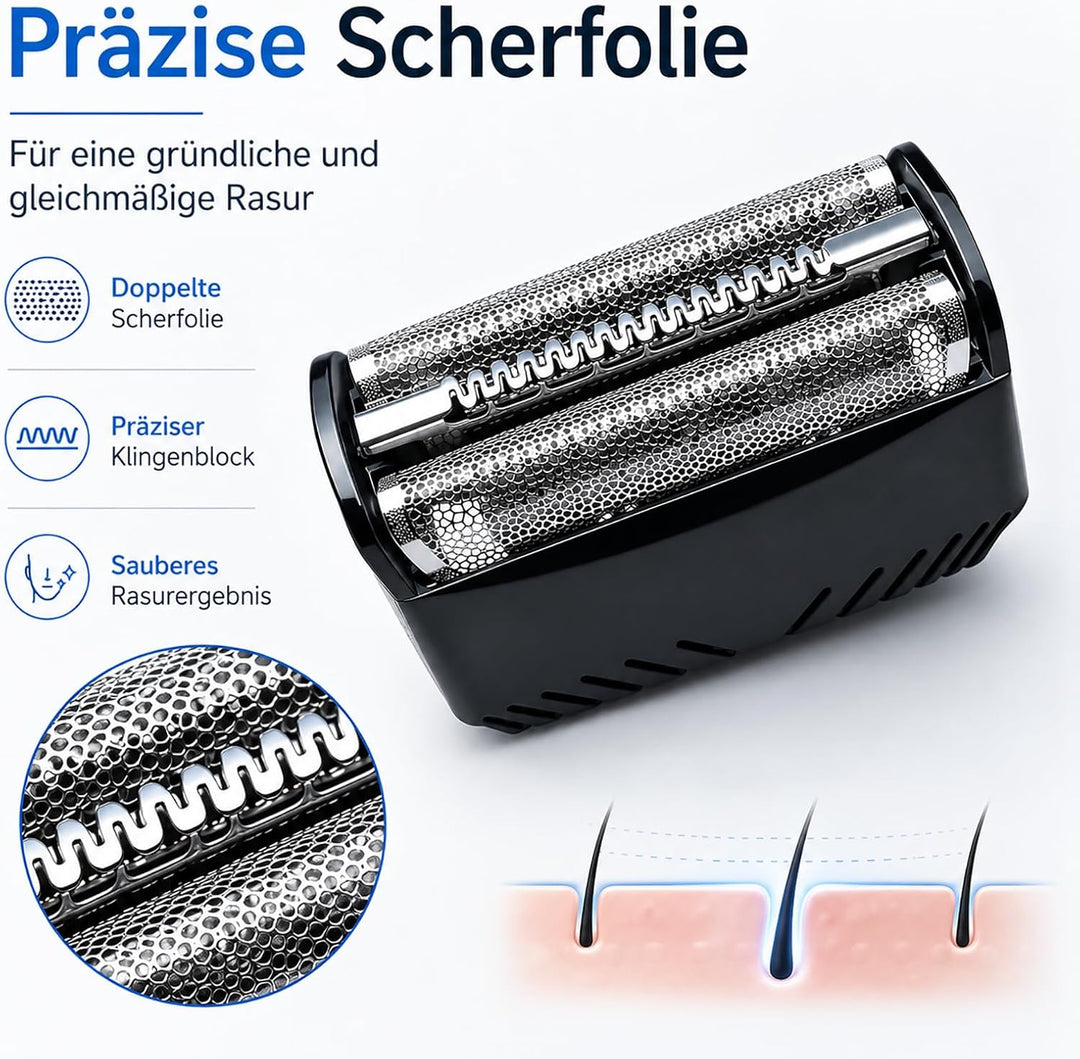 Poweka Scherfolie Scherkopf Kompatibel mit Braun 30B - Hochwertiges Kombipack Klingenblock Messer Ra