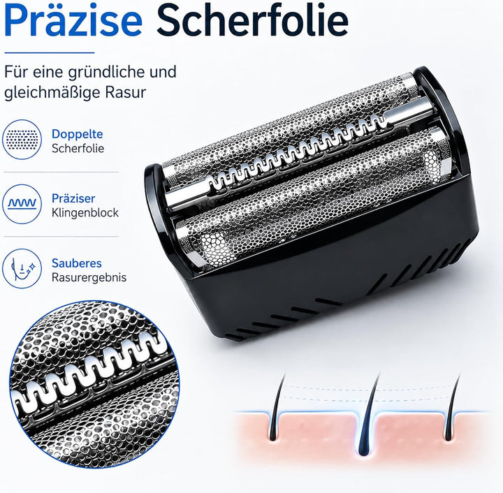 Poweka Scherfolie Scherkopf Kompatibel mit Braun 30B - Hochwertiges Kombipack Klingenblock Messer Ra