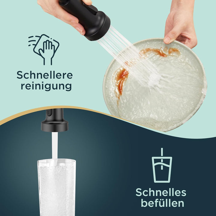 FORIOUS Wasserhahn Küche Schwarz, Edelstahl-Wasserhahn Küche Ausziehbar Brause, Einhebelmischer Misc