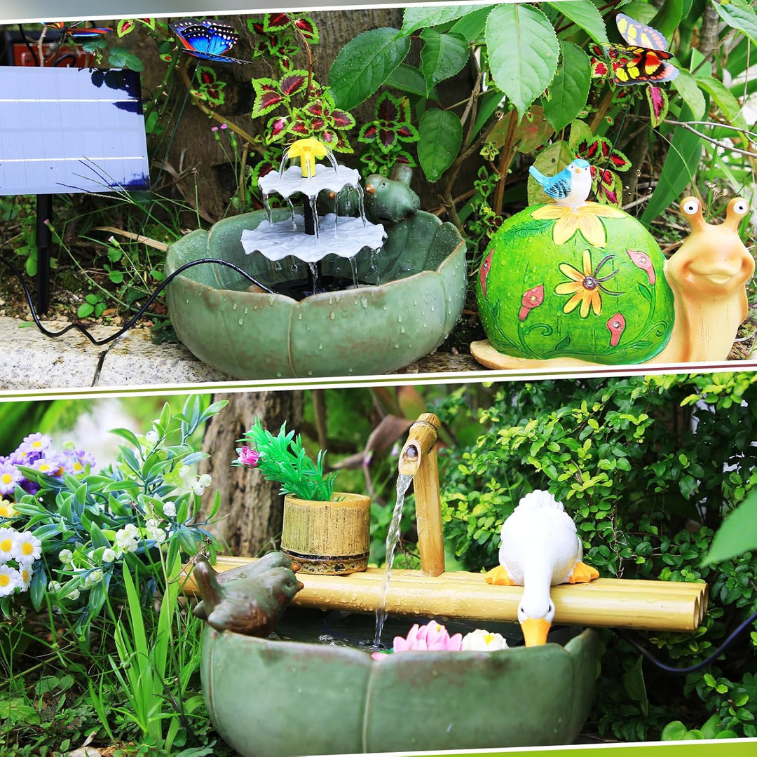 AISITIN 4W Solar Springbrunnen für Aussen, Dreischichtiges Fliesswasser-Set mit Wasserpumpe,Vogelbad