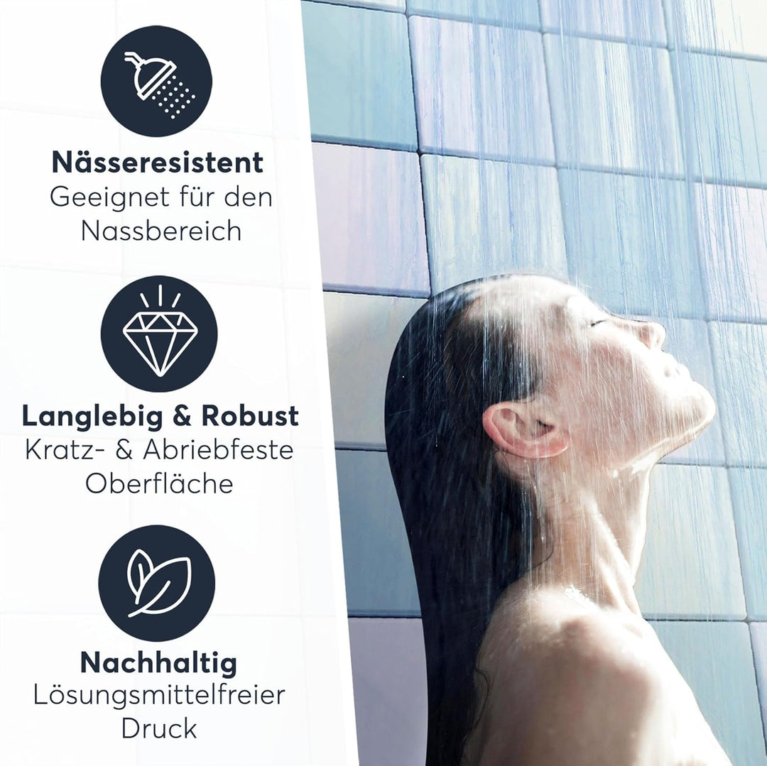 Sticker-Fliesen - Selbstklebende Fliesenfolie I Deko Badezimmer - Dekorfolie zur Badgestaltung und K