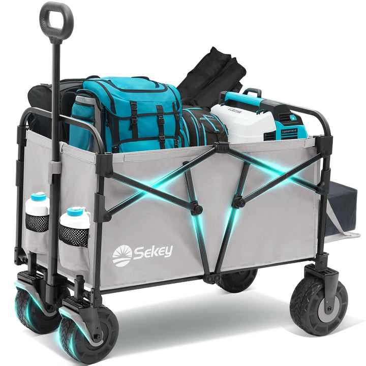 Sekey XXL Bollerwagen Faltbar mit Erweiterbarer Heckklappe 135L & 200L, Faltbarer Bollerwagen Klappb