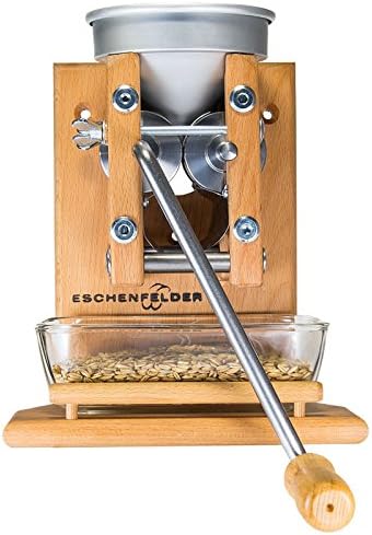 Eschenfelder Kornquetsche | Flocker | Wandmodell Alu- & Holz-Trichter | Flockenquetsche | Buche | ma