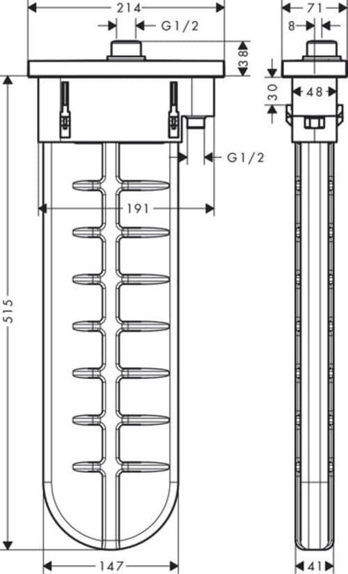 hansgrohe Schauchbox (sBox) für Duschkopf an der Wanne, eckiges Fertigset, Mattschwarz Matt Black Fe