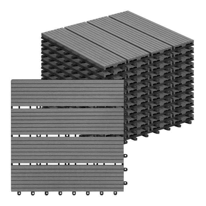 Laneetal WPC Fliesen 11er Set für 1 m², für Aussen Terrasse Balkon, Terrassenfliesen Klicksystem 30x