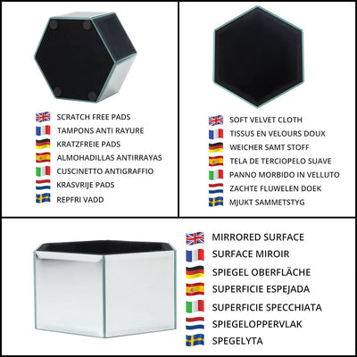 Kurtzy 3-er Set Make Up Pinsel Behälter Sechseckig Verspiegelt – Pinselhalter Silber Klein, Mittel &