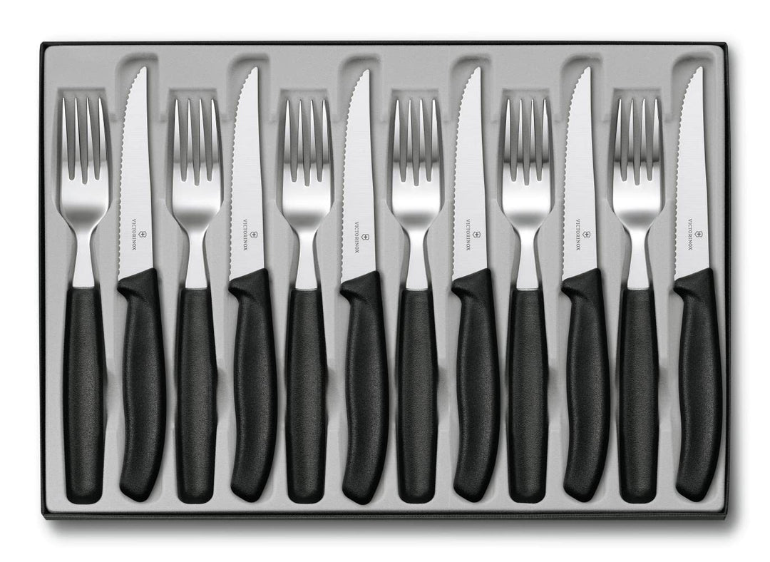 Victorinox, Swiss Classic, Profi Tafelbesteck, 12-teilig, Extra Scharfe Klinge, Wellenschliff, 11 cm