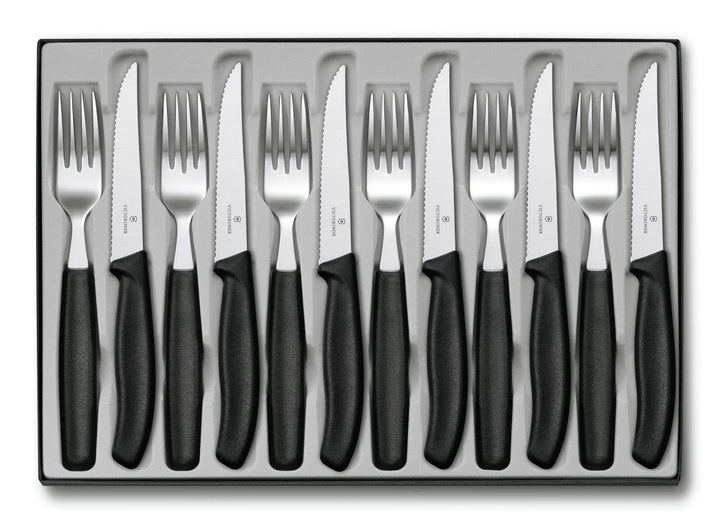 Victorinox, Swiss Classic, Profi Tafelbesteck, 12-teilig, Extra Scharfe Klinge, Wellenschliff, 11 cm