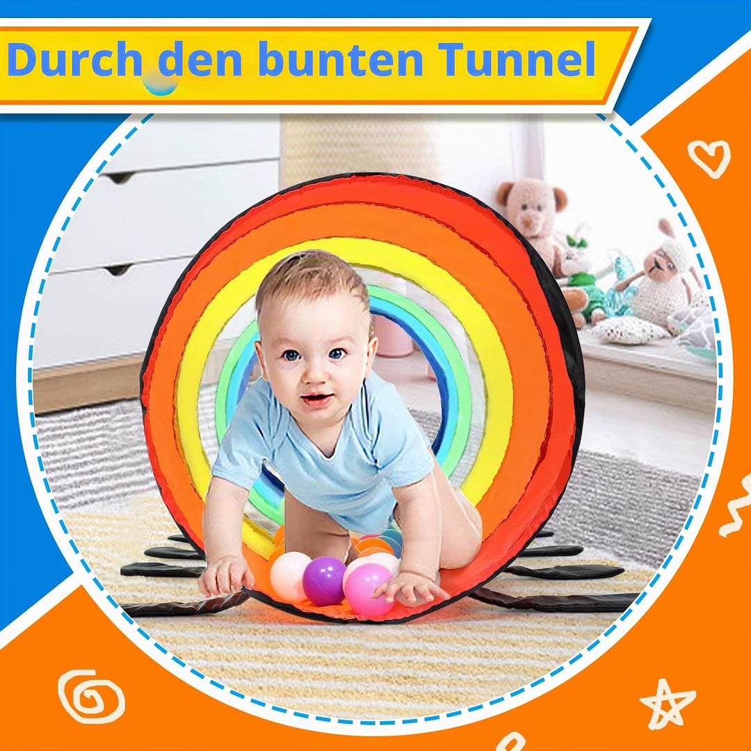 Wilwolfer Tunnel für Kinder - Spielzelt für Draussen mit Mesh-Seiten - 180cm Tunnel für Kinder motor