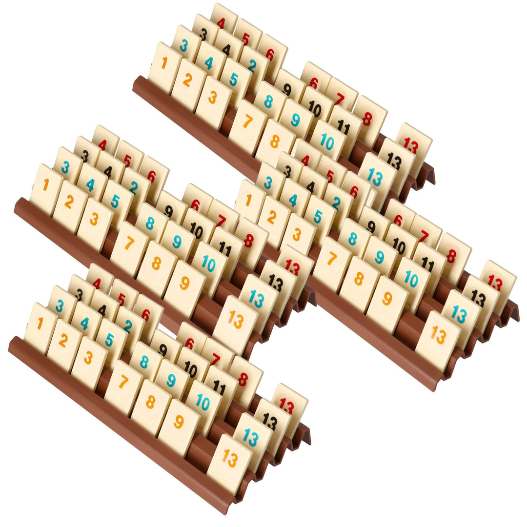 Feldherr 4er Set Ablagebretter für Rummikub - Robuste 3D-gedruckte Spielsteinhalter mit 4 Slots - Ba
