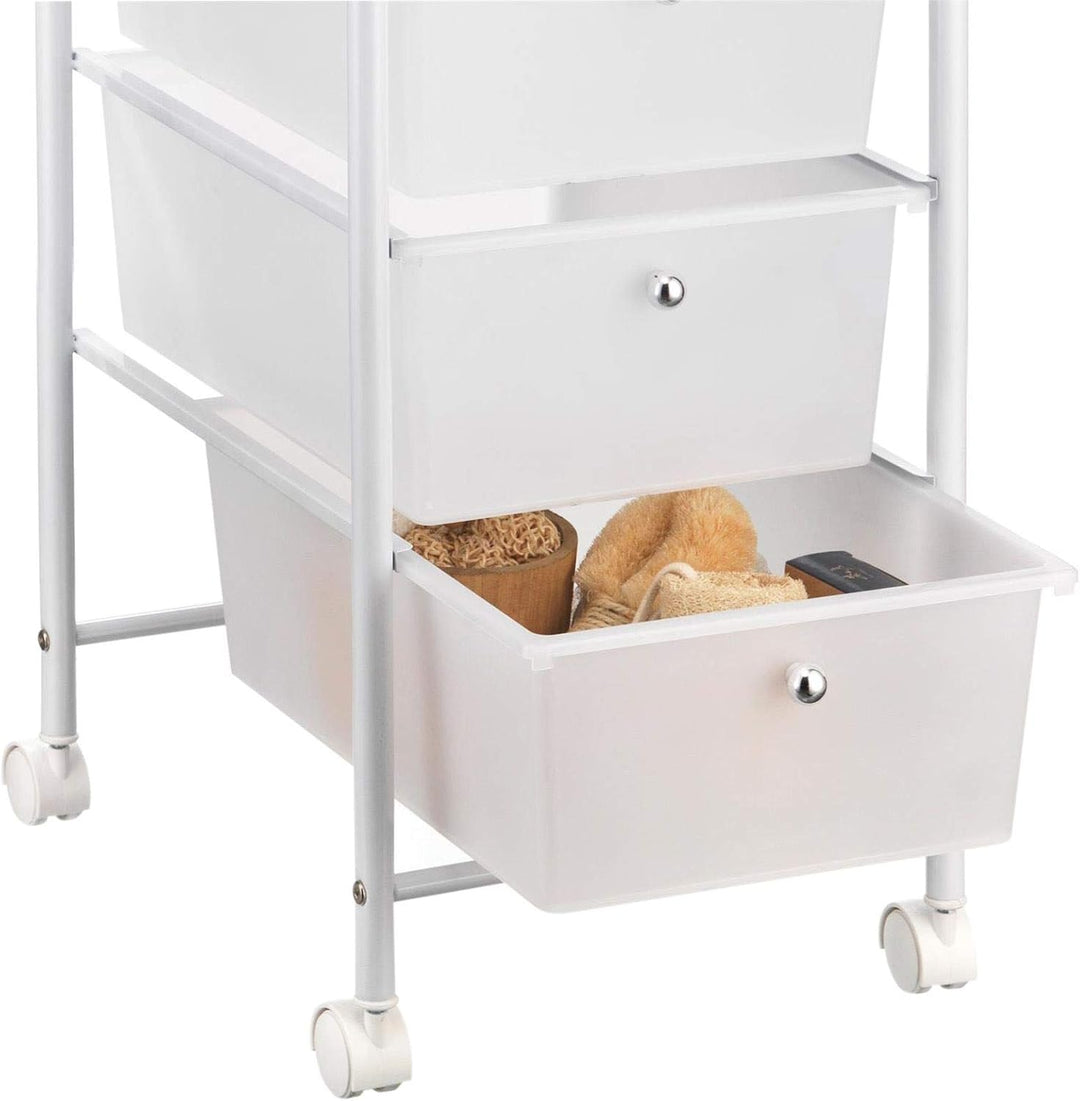IDIMEX Badregal Rollwagen Rollcontainer GINA, mit 4 transparenten Schubladen und Metallgestell in we