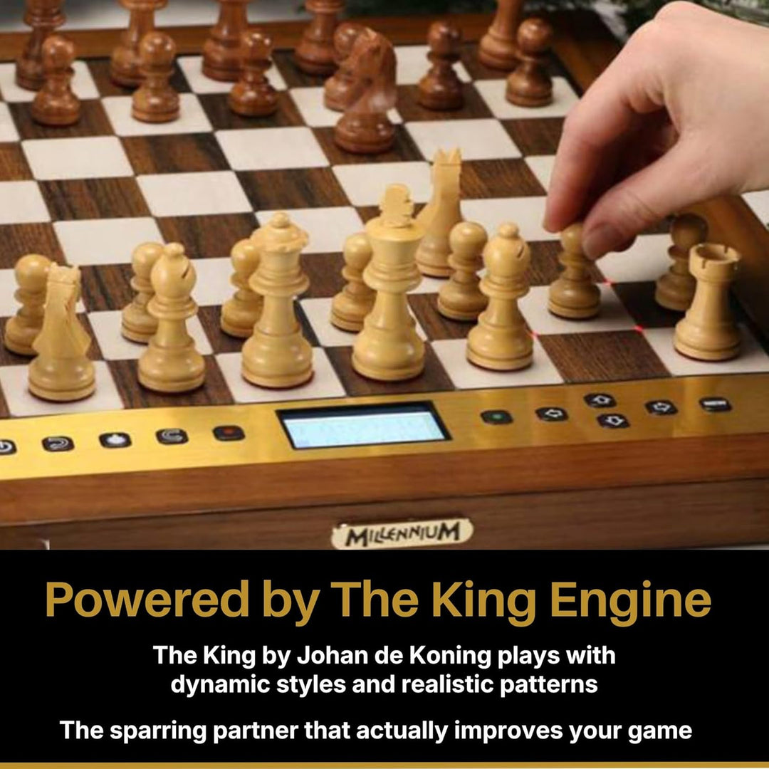 MILLENNIUM The King Performance M830 - Schachcomputer mit adaptiven Spielstufen. Mit Echtholz-Rahmen