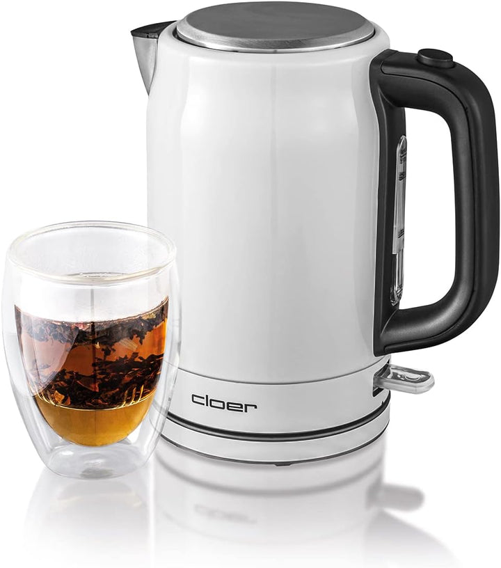 Cloer 4521 Wasserkocher Edelstahl, 2200 W, Wasserstandsanzeige, Trockengeh- und Überhitzungsschutz,