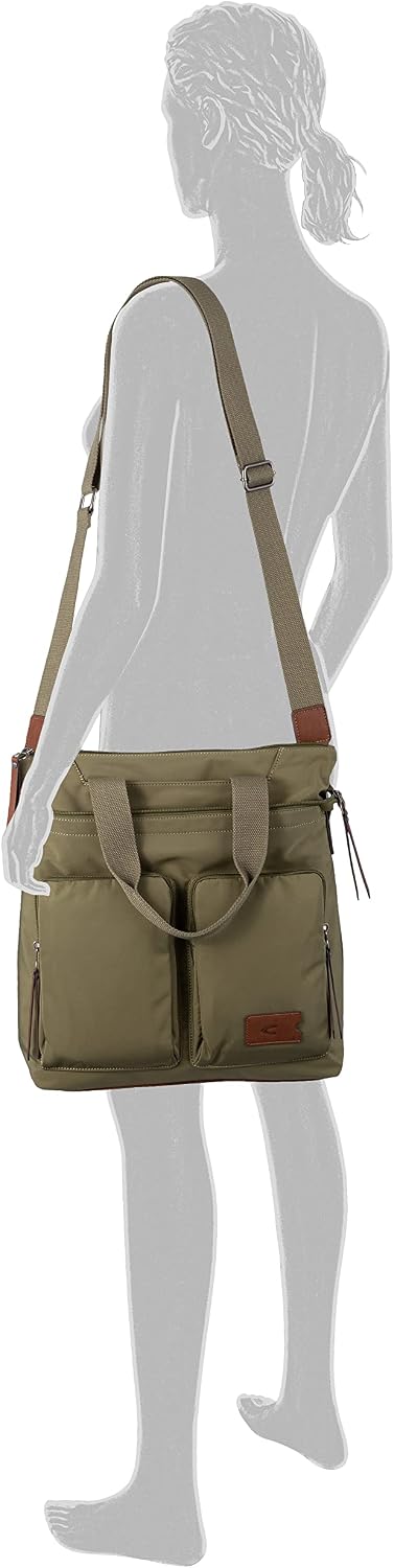 camel active bags Sky Damen Shopper Umhängetasche Reissverschluss Gross Grün Khaki 33,5 x 14,5 x 36,