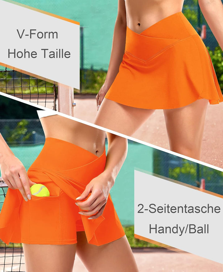 Plissierter Tennisrock Damen mit Unterhose Tennis Faltenrock Kurz Hosenrock Golf Sport Workout Runni