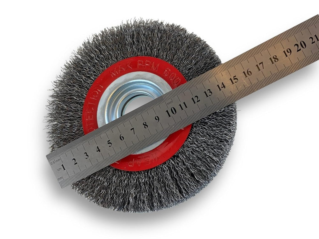 10er-Set Rundbürsten STAHL | Ø 150 mm | 2-reihig | Harte, gewellte Drähte 0,30 mm | Bohrung 32 mm +