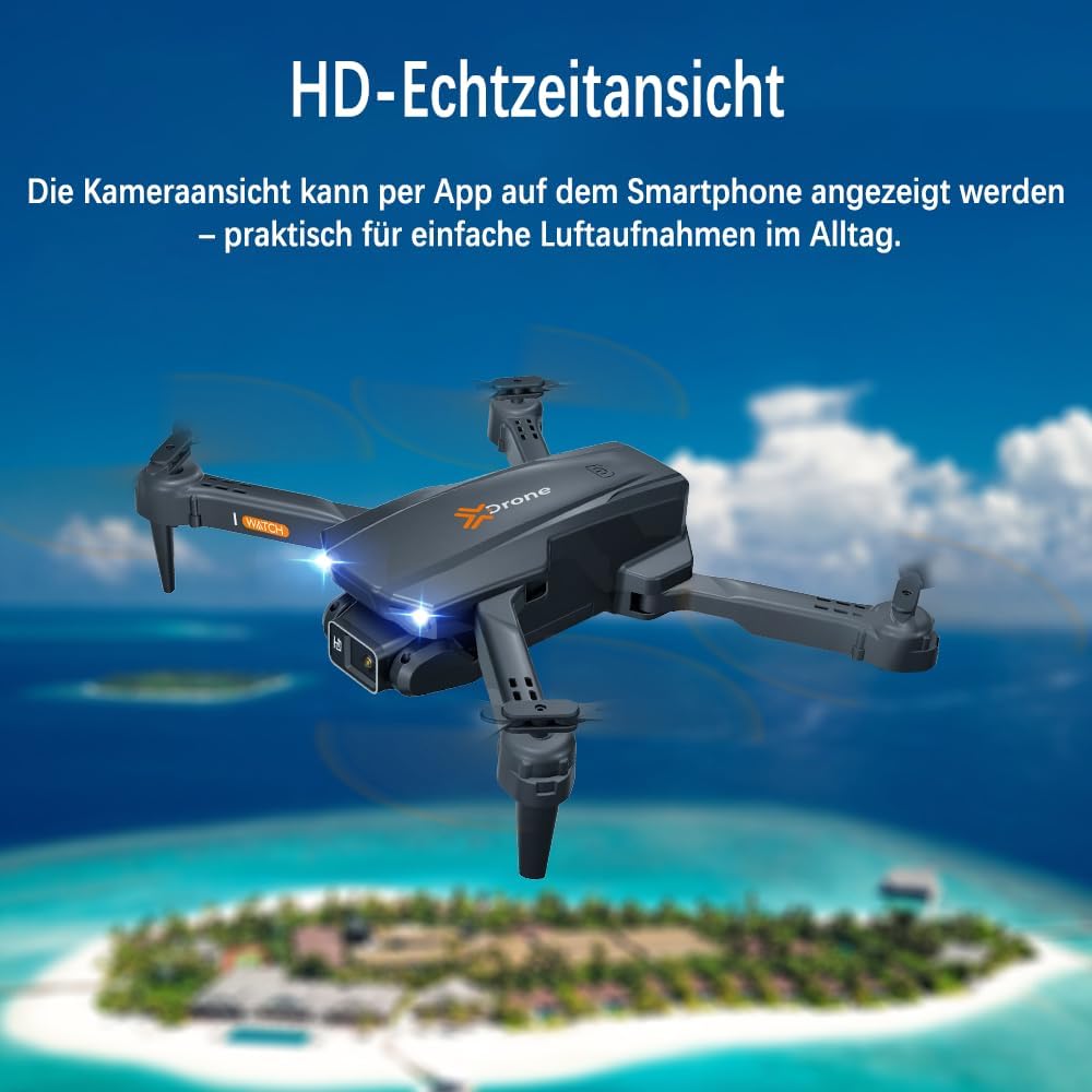 Drohne mit Kamera 4K für Anfänger, Kinder und Erwachsene, Mini Drohne mit WiFi, 2 Akkus, Ein-Knopf S