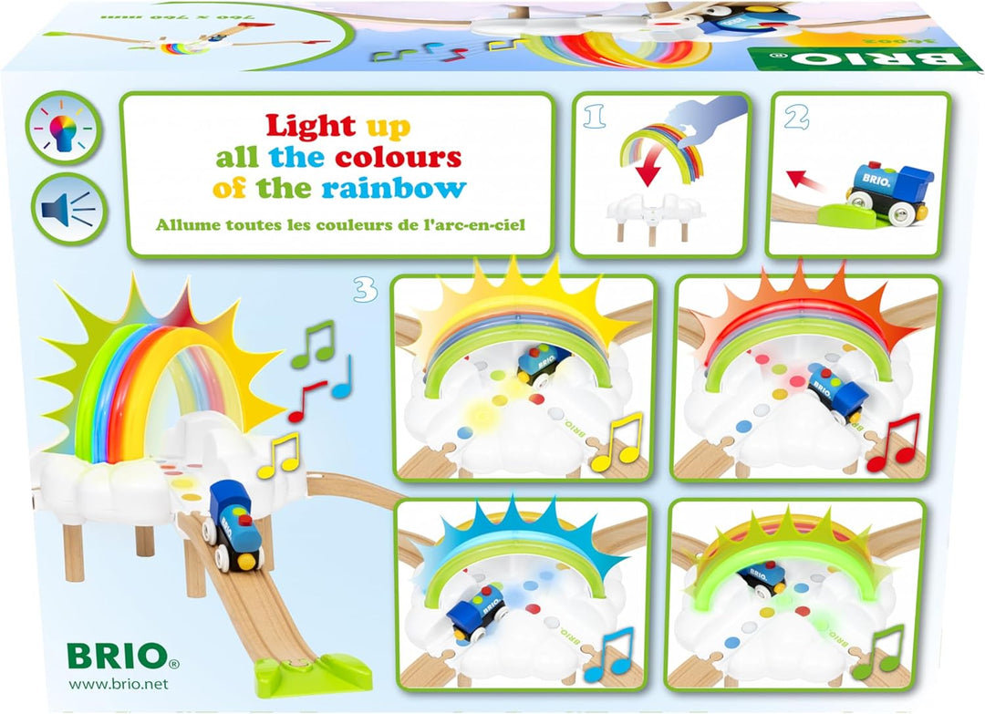 BRIO 36002 Mein erstes Bahn Regenbogen Set - Aufregendes Eisenbahn-Spiel mit kindgerechten Licht- un