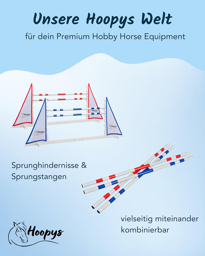 Hobby Horse Hindernisse - 2er-Set Sprunghindernisse - rot und blau - Steckenpferd Spielzeug für den