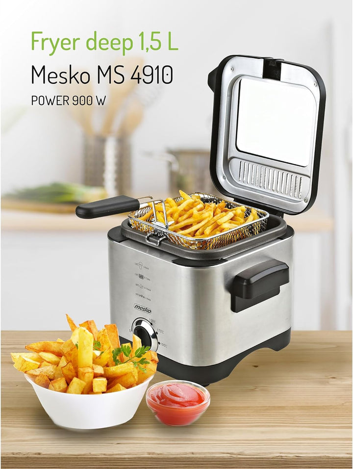 Adler MS 4910 Fritteuse, 900, Metall, Silber