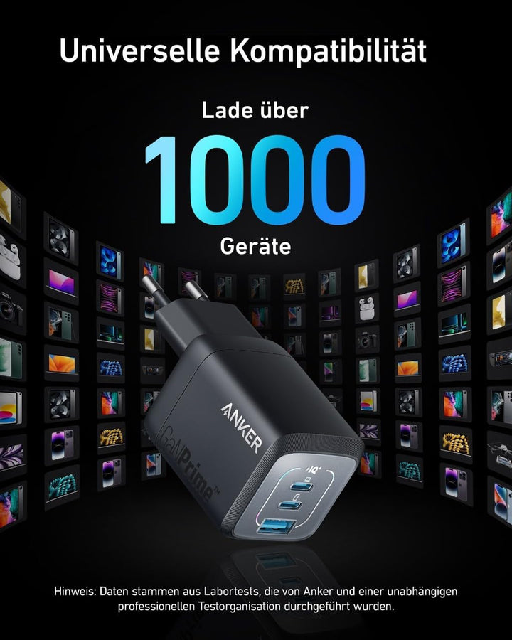 67W USB-C Ladegerät, Anker Prime GaN Netzteil, 3 Port PPS Schnellladegerät, Kompaktes klappbares Des