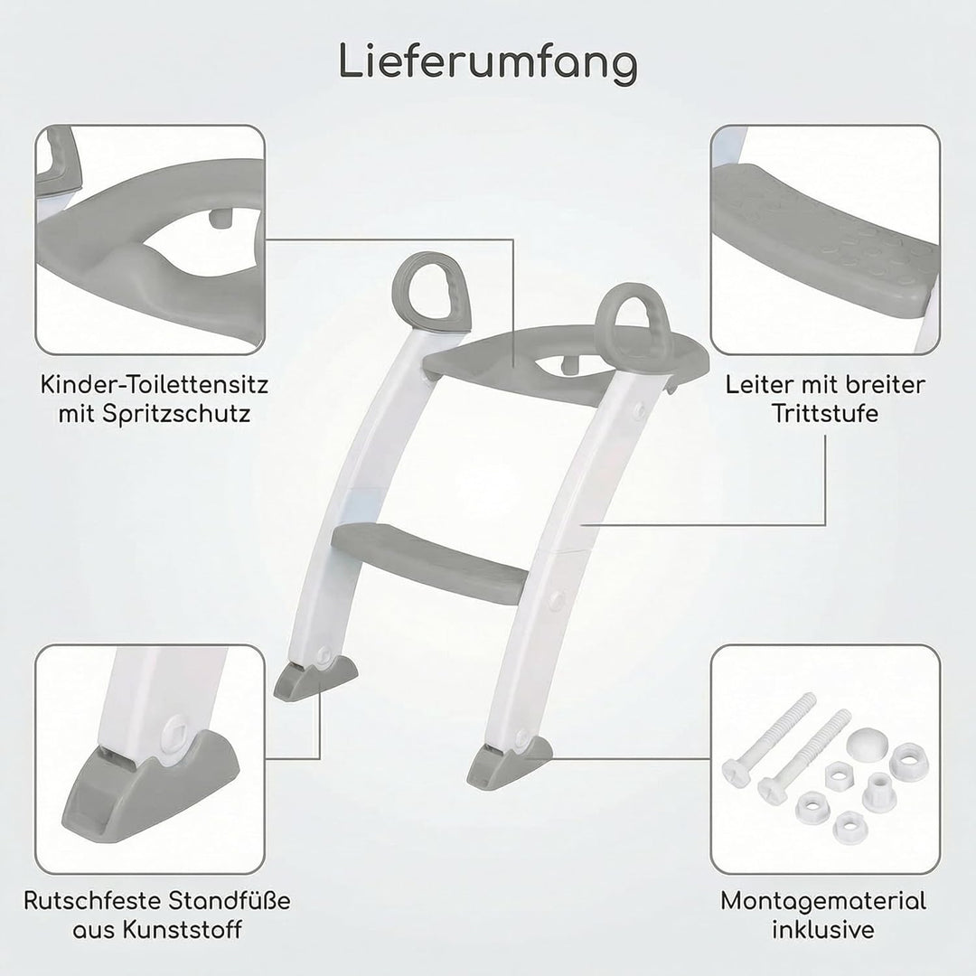 Toilettentrainer & Toilettenleiter mit Treppe für Kinder, klappbarer Toilettenaufsatz Kinder, stufen