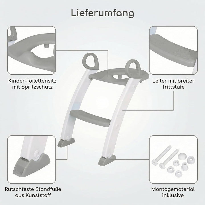 Toilettentrainer & Toilettenleiter mit Treppe für Kinder, klappbarer Toilettenaufsatz Kinder, stufen