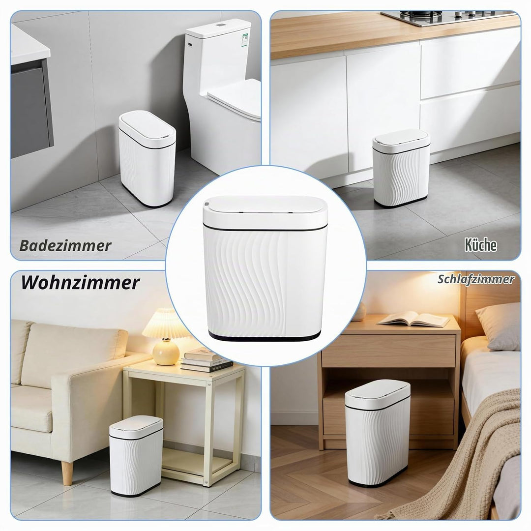 Automatischer Badezimmer Mülleimer mit Sensor, 8L Schlanker Elektrischer Abfalleimer mit Soft-Close
