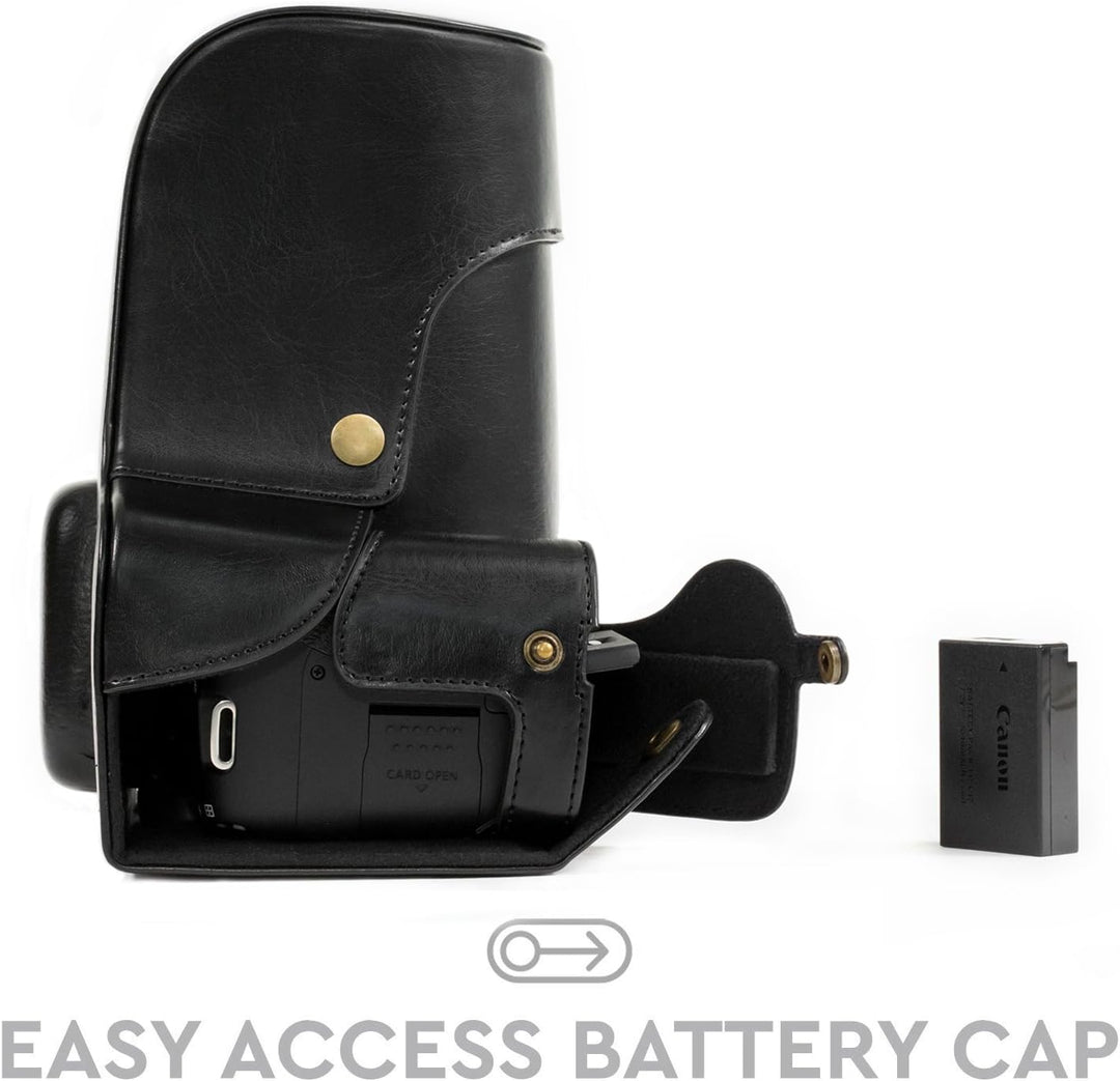 MegaGear MG527 Leder Kameratasche für Canon EOS 750D / Canon EOS 760D Kamera mit 18-200 (T6i, T6s) K