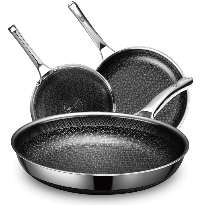 SNOWCLAD Pfannenset 3-teilig 20&amp;24&amp;28cm, Antihaft Wabenpfanne, Edelstahlpfanne, Pfanne induktion, Fü