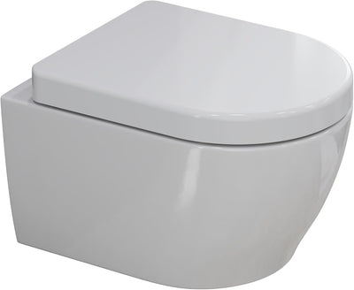SSWW | Toilette für Gäste-WC, Spülrandloses WC mit Softclose Deckel, Hänge-WC aus Keramik, Wand-WC |