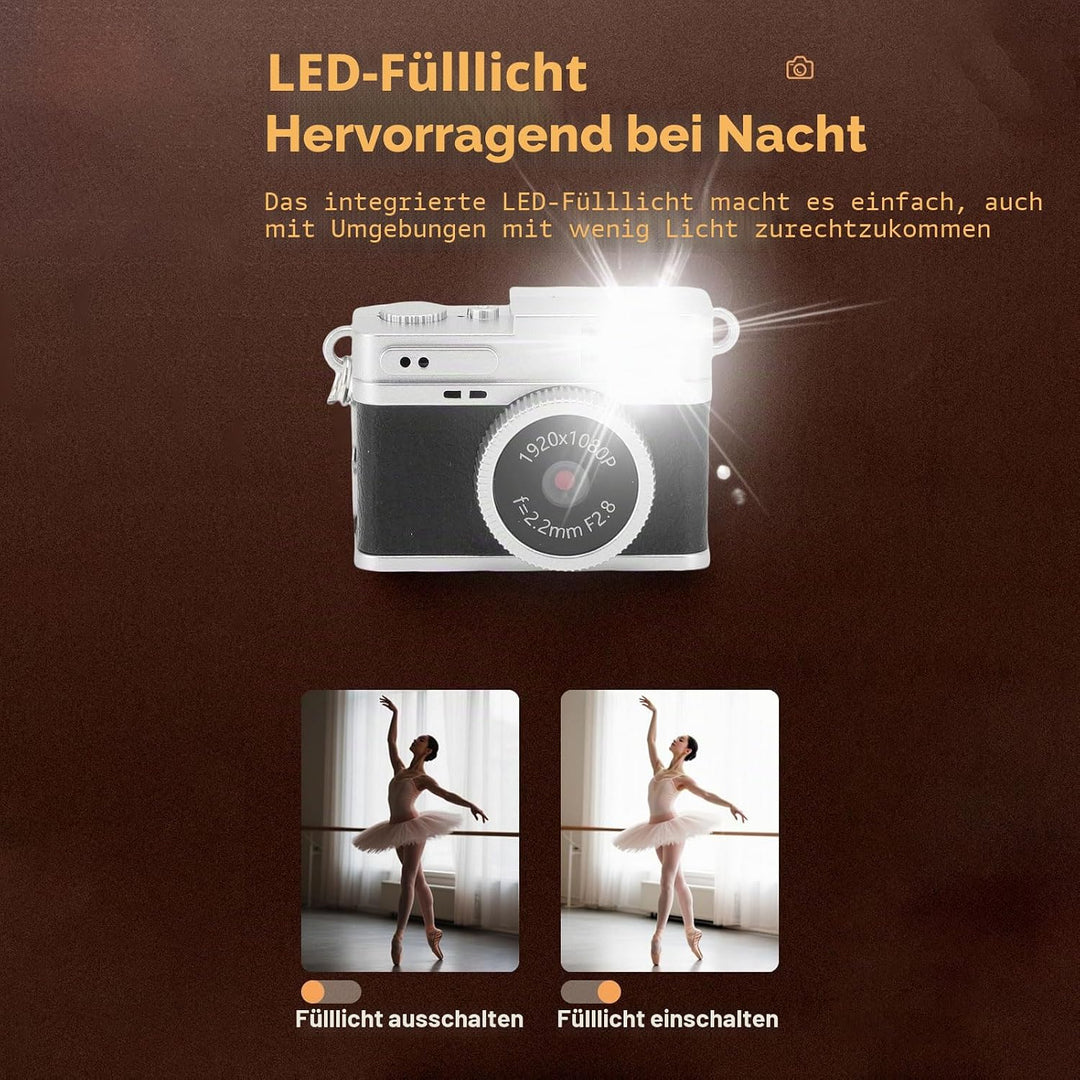 LICAEVEY Kamera-Schlüsselanhänger, 1080P HD Mi NI-Retro-Digitalkamera mit 32 GB SD-Karte, 0,96-Zoll-