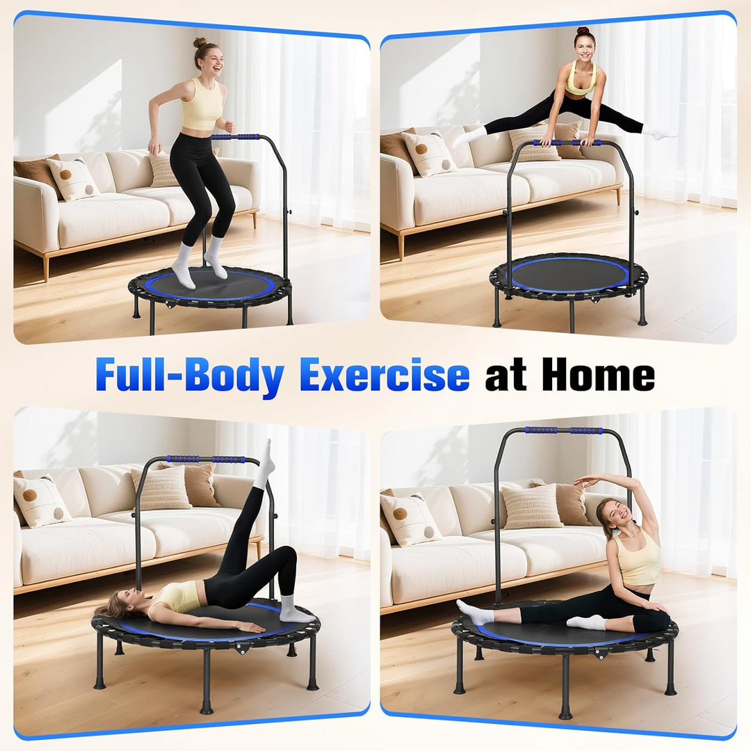 Fitness Indoor Trampolin klappbar ohne Installation | Ø101cm,Mini Trampoline | Tragfähigkeit 150 KG