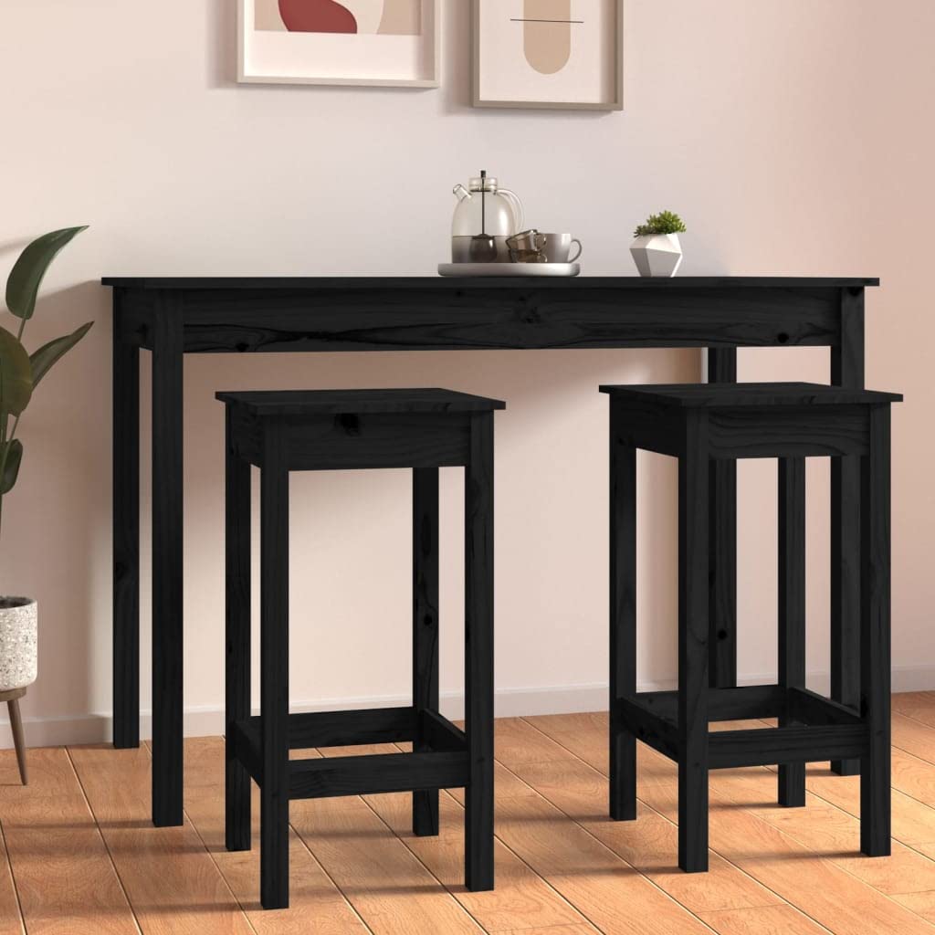 ZQQLVOO Barstühle 2 STK. Schwarz 40x40x78 cm Massivholz Kiefer, Bequemer Polsterstuhl, Stuhl Esszimm
