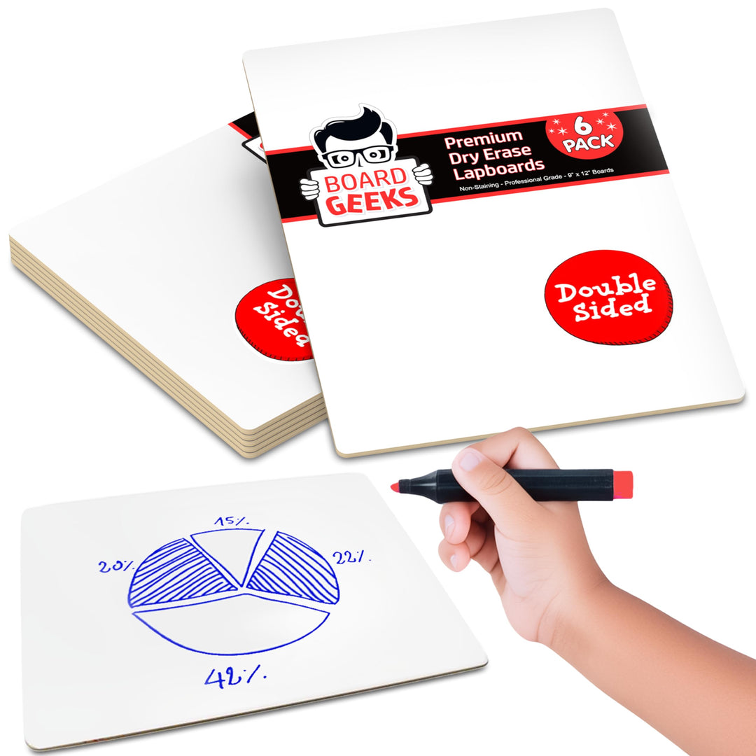 Dry Erase Lapboards | 9 x 12 inch Large Whiteboard | White Board Set | Great for Teachers, Students,