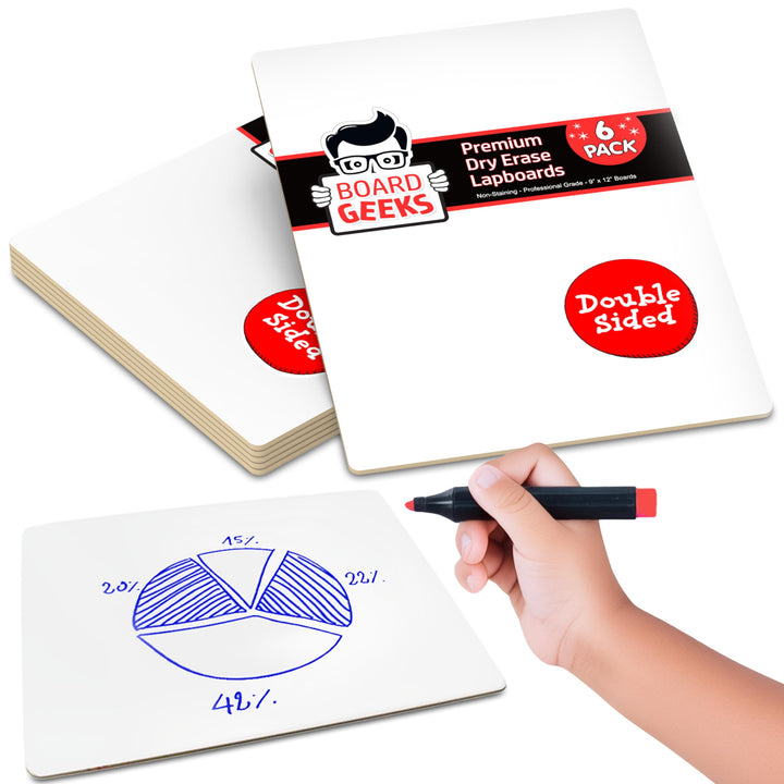 Dry Erase Lapboards | 9 x 12 inch Large Whiteboard | White Board Set | Great for Teachers, Students,