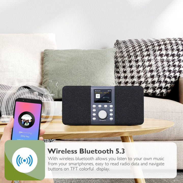 MangoKit MD5 Stereo DAB Radio mit Bluetooth,DAB Plus Radio,Digitalradio,UKW Radio,Tragbares Dab Radi