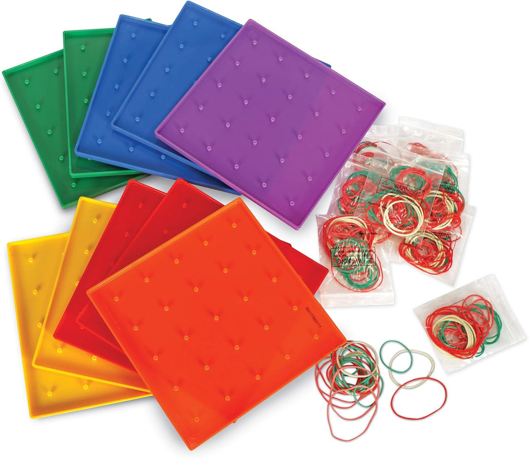 Learning Resources Geoboard Geometriebrett 5x5 Stifte Set mit 10 Stück ab 5 Jahren Mathematik Lernsp