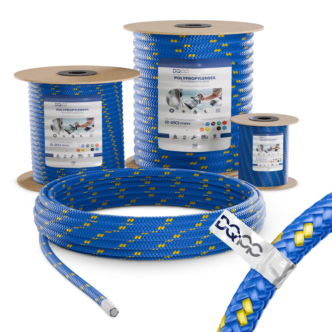 100m POLYPROPYLENSEIL 6mm BLAU Polypropylen Seil Traglast bis 420 kg Tauwerk PP Flechtleine Textilse