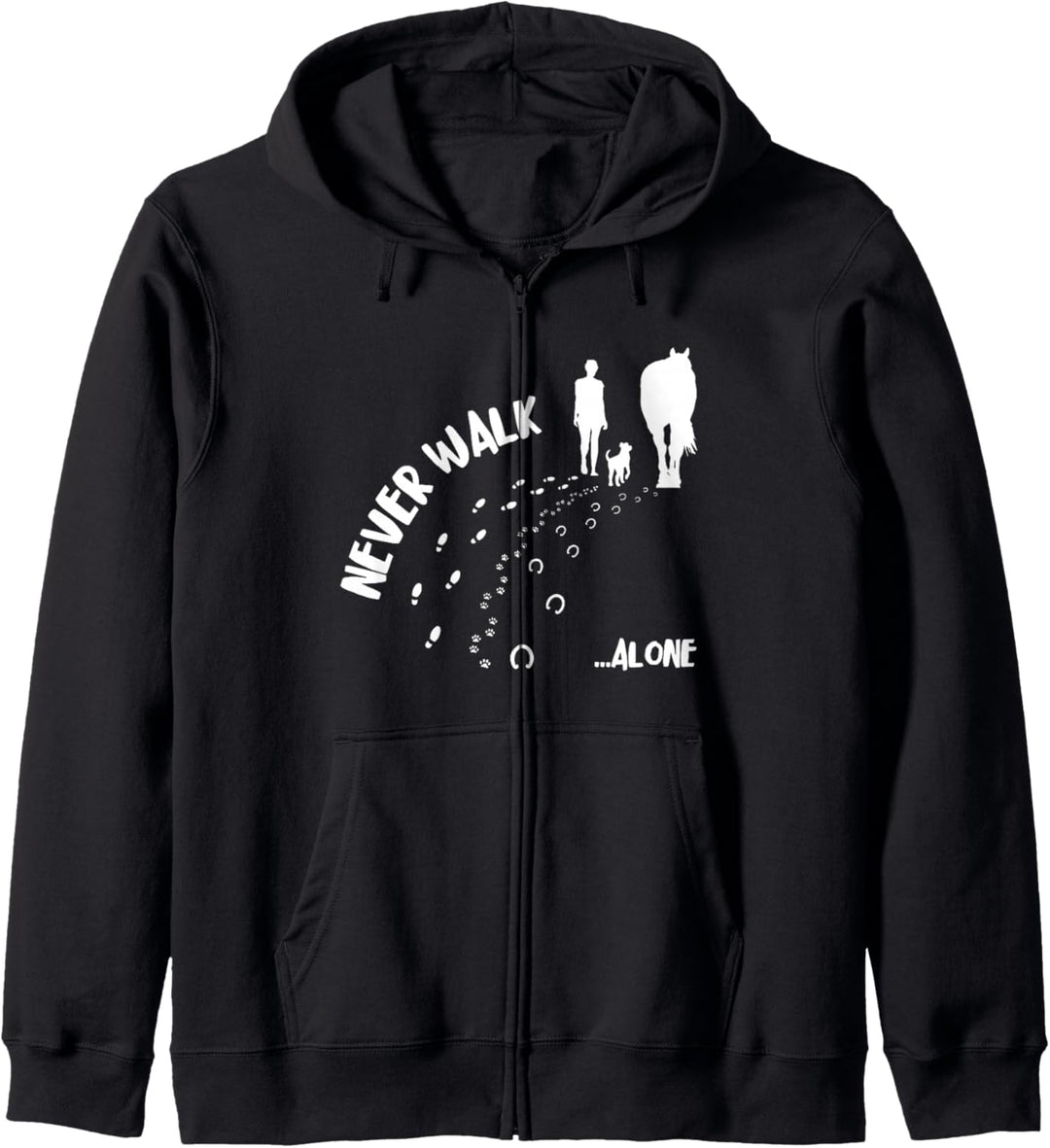 Never Walk Alone Mädchen geht mit Hund und Pferd Gassi Kapuzenjacke