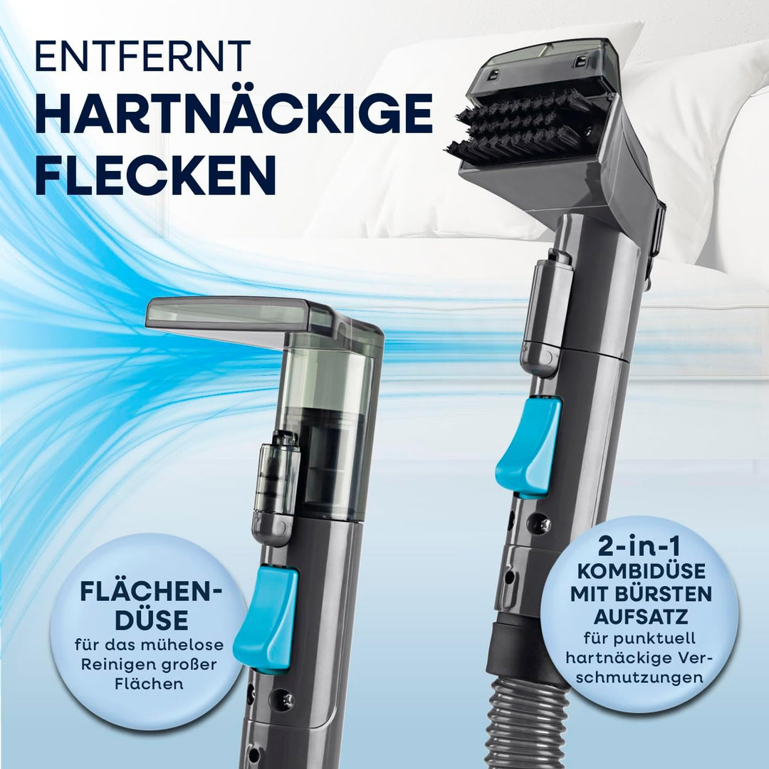 CLEANmaxx Polster- & Teppichreiniger Kompakt | 3-in-1 Waschsauger Gerät mit Doppeltank-System & Easy