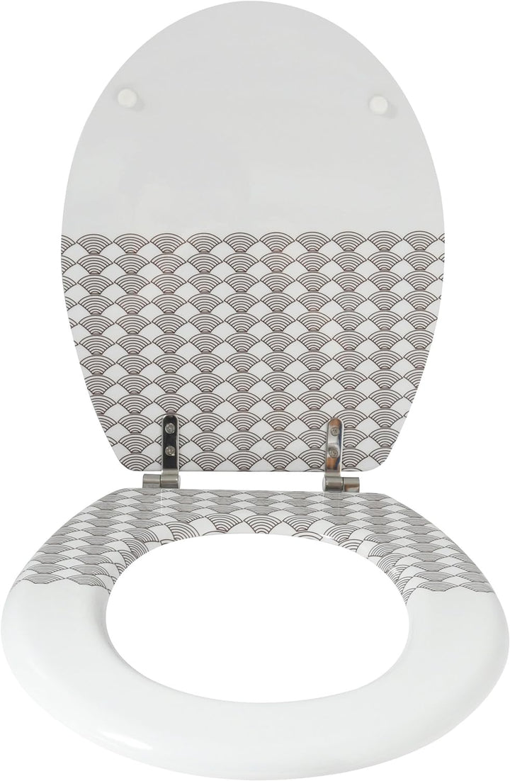 MSV WC Sitz Toilettendeckel MDF Holzkern"Bento" Scharniere aus Edelstahl - hochwertige und stabile Q