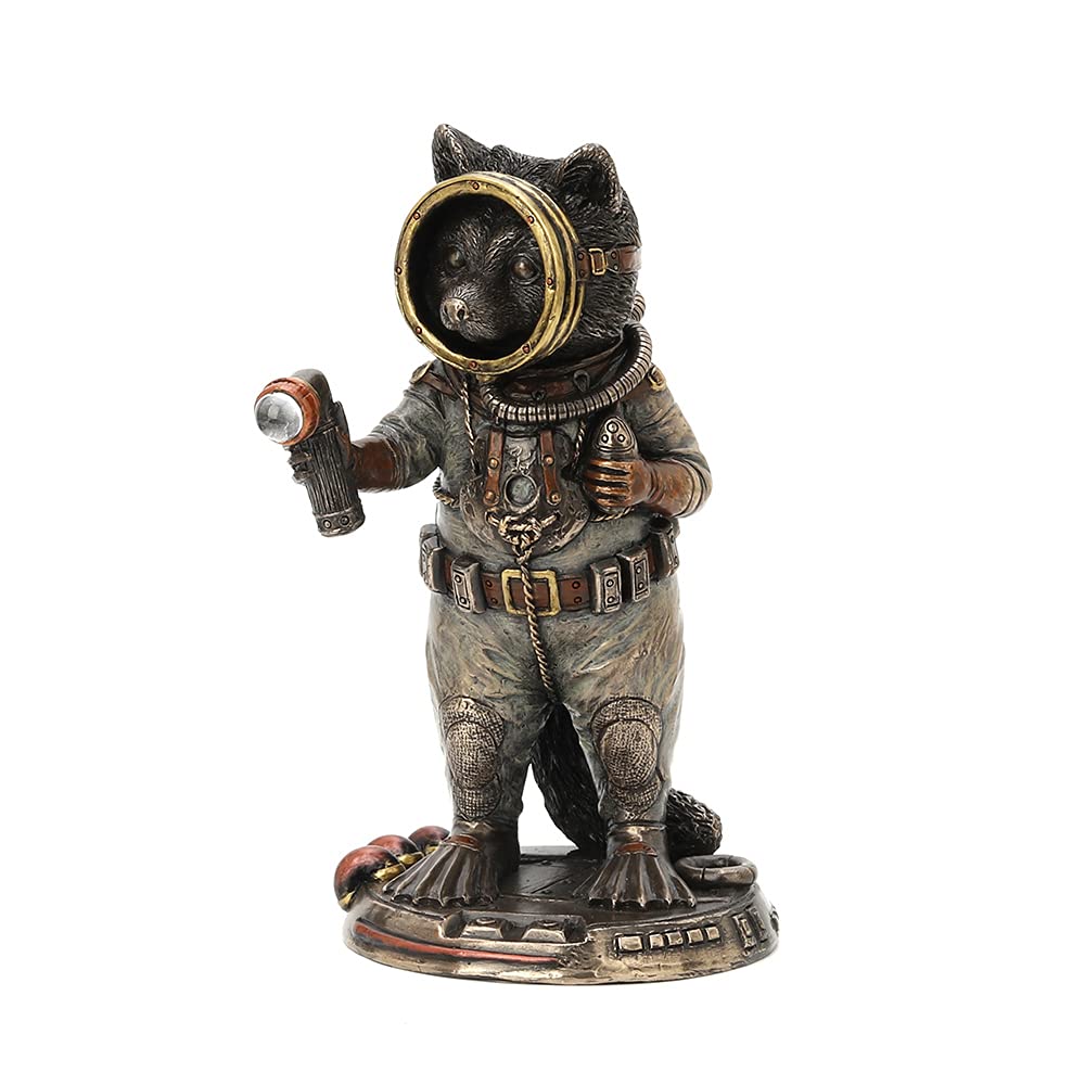 Veronese Design Skulptur Waschbär Frogman Cadet Steampunk Kunstharz handbemalt Tier Sammlerfiguren M