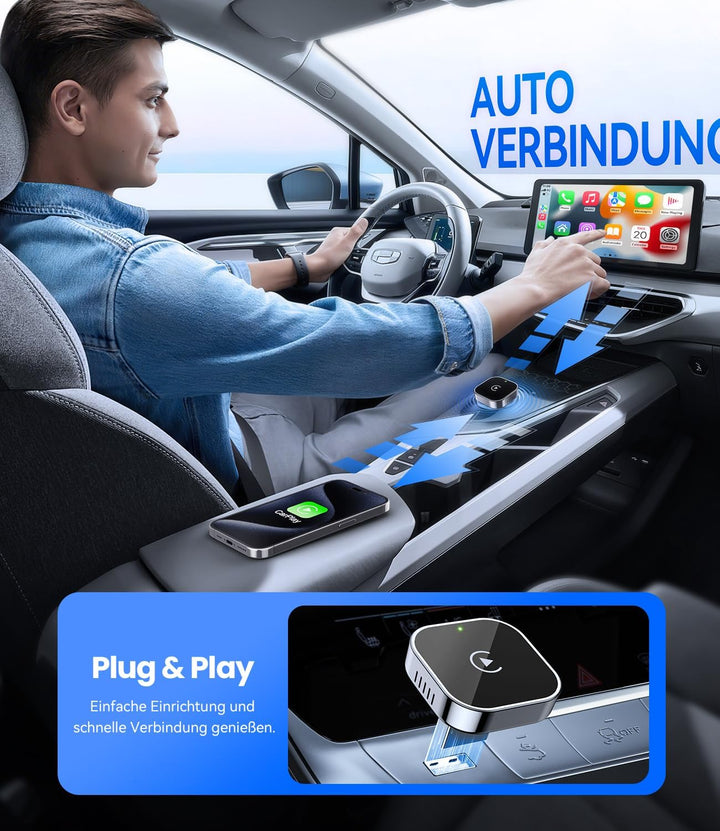 Wireless CarPlay Adapter Mini Plug &amp; Play Stabile ohne Verzögerung | Upgrade von Wired CarPlay auf W