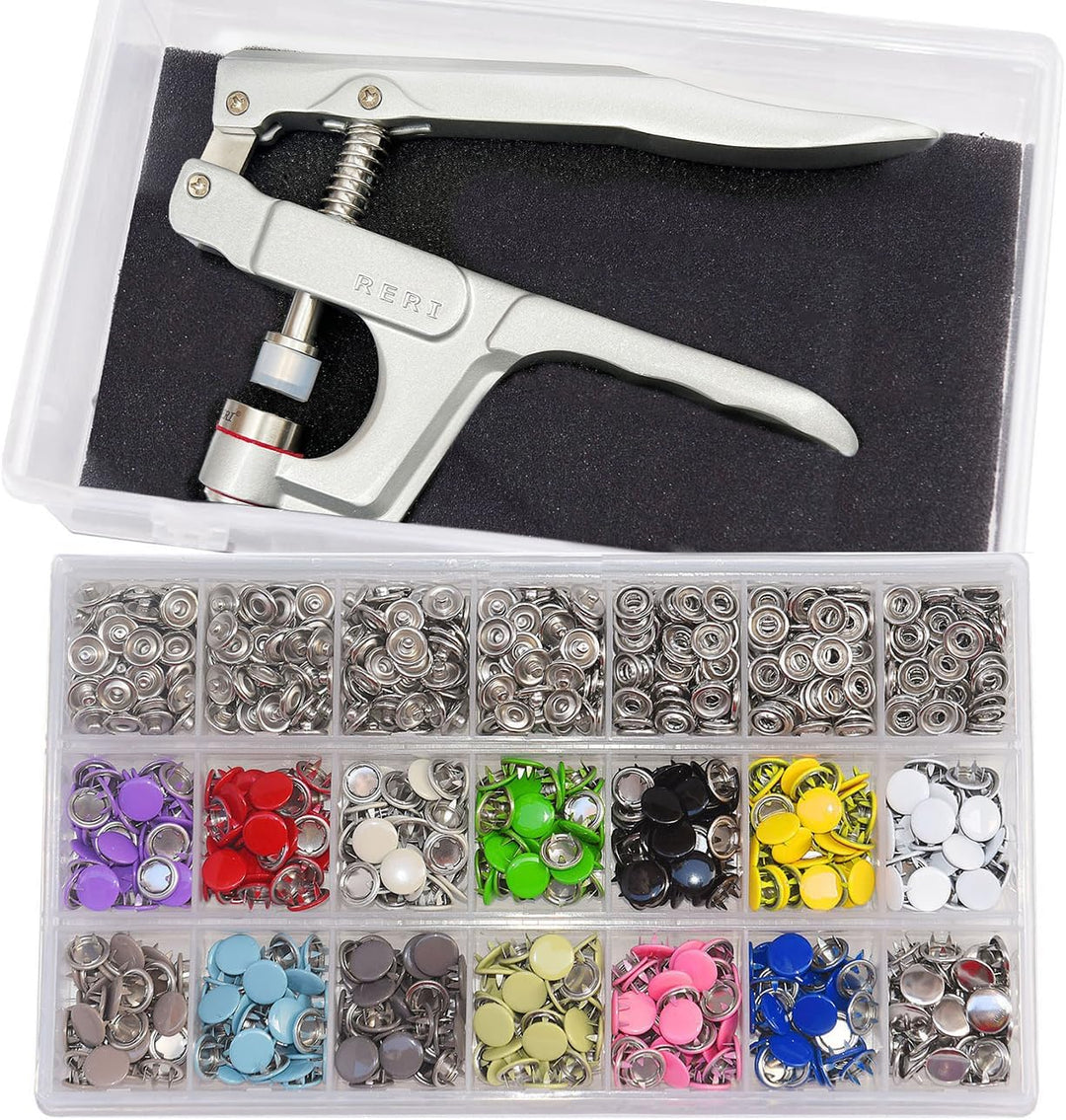 RERI Druckknöpfe Mit Zange, 280set 14Farben Φ10mm Jersey Druckknöpfe Metall, Druckknopf Set mit Zang