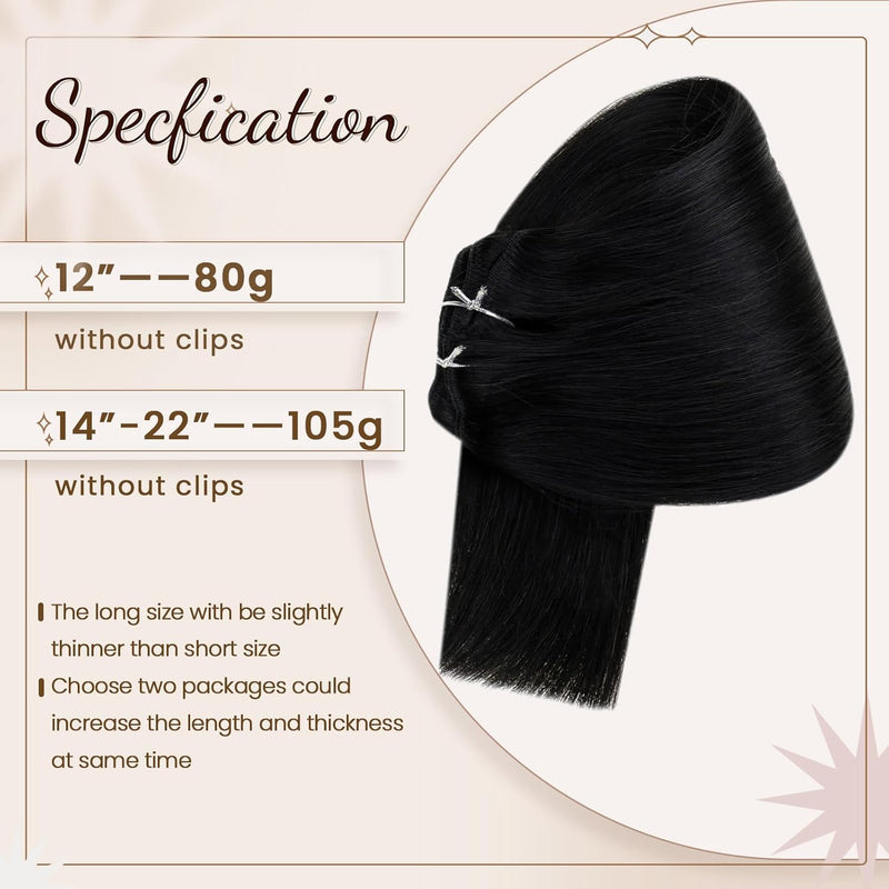 Echthaar Clip in Extensions Schwarz Clip Echthaar Extensions Glatt Echthaar Clip in Extensions Schwa