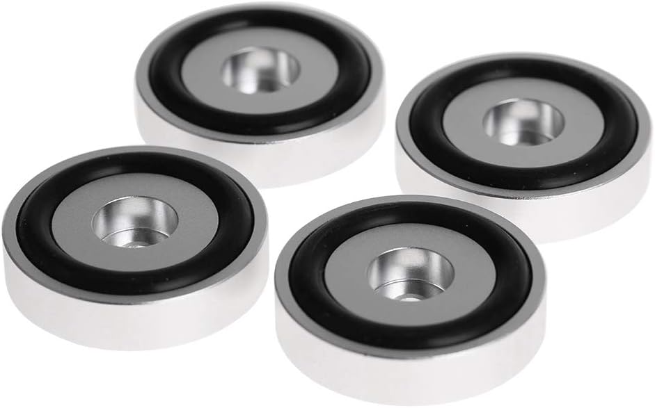 Elprico 4PCS Isolationsfüsse, 40 * 10 mm Verstärkerpad aus Aluminiumlegierung Silber eloxierende San